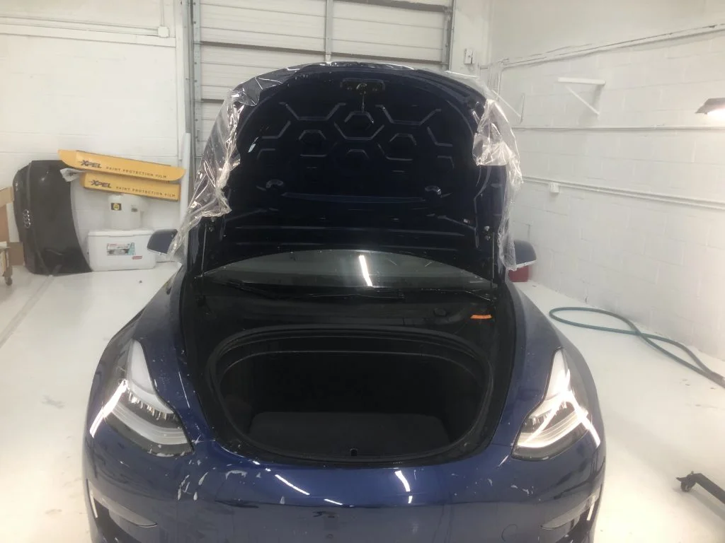 Xpel ceramic coating of a blue car