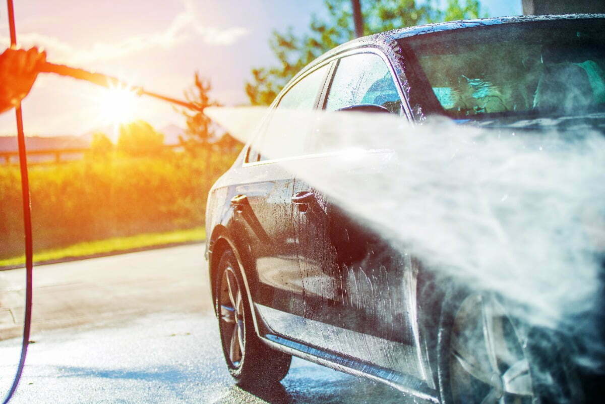 washing your car with a pressure washer
